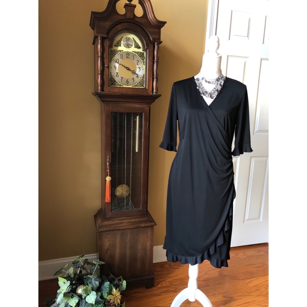 New York & Co black faux wrap dress. Size L